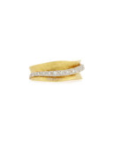 !8K Hammered Ring with Diamond Stripe, Size 7