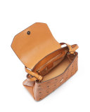 Gold Visetos Small Satchel Bag, Cognac