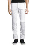 Slim-Fit Stretch-Denim Jeans, White