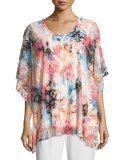 Pink Sky Burnout Caftan-Style Top 
