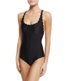 Gwen Scalloped Reversible One-Piece Swimsuit, Sterling