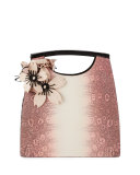 Lizard Medium Floral Top-Handle Tote Bag