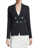 Daytona Pinstriped Cutaway Blazer, Black/White