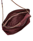 Marion Slouchy Suede Chain Tote Bag, Port