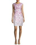 Cap-Sleeve Floral-Printed Cocktail Sheath Dress