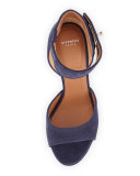 Plara Shark-Lock d'Orsay Sandal, Navy (Marine)
