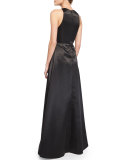 Clarabelle Sleeveless Split-Skirt Gown 