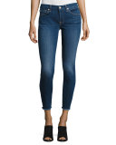 The Ankle Skinny Jeans with Raw Hem, Indigo