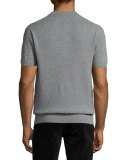 Short-Sleeve Knit Polo Shirt, Gray