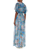 Multipattern Maxi Dress, Blue/Multicolor