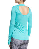 Wave Long-Sleeve Sport Top, Turquoise