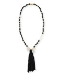 Long Black Agate Tassel Necklace