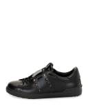 Rockstud Untitled Men's Leather Low-Top Sneaker, Black