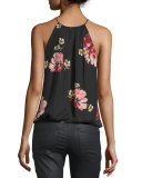 Anatase B Floral-Print Halter-Neck Silk Tank