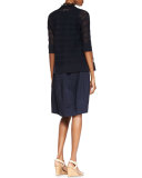 Sleeveless Linen-Stretch Lantern Dress, Navy, Plus Size