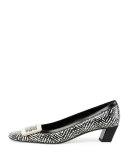 Belle Vivier Tweed-Print Pump, Black/White