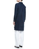 Long-Sleeve Linen Duster, Midnight 