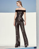 Danielson Off-the-Shoulder Peplum Jumpsuit, Gunmetal/Black