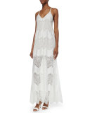 Vandy Low-Cut Lace Slip Dress, Cream