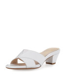 Obert Patent Crisscross Mule Sandal, White