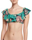 Farmhouse Floral Off-the-Shoulder Swim Top