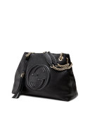 Soho Leather Chain-Strap Tote, Black