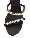 Pearly & Crystal Snake 105mm Sandal, Black