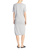 Short Sleeve Tie-Waist Sweater Dress, Gray