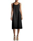 Sleeveless Linen Scoop-Neck Tank Dress