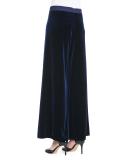 Velour Wide-Leg Pants, Navy
