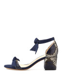 Clarita Suede & Python City Sandal, Petrol
