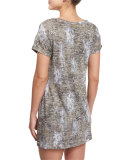 Glam Camo-Print Short-Sleeve Jersey Coverup