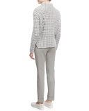 Popcorn-Knit Turtleneck Side-Split Sweater, Silver Gray