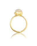 Bouton 18K Yellow Gold Pavé Diamond Ring, Size 7/54