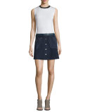 Beech Two-Tone Jersey Top, Blanc