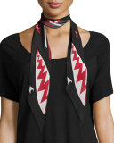 Shark Super Skinny Silk Scarf, Metal