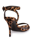 Atalya Leopard-Print Naked Sandal, Black/Natural Leopard