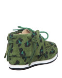 Leopard-Print Mid-Top Sneaker, Green, Toddler/Youth