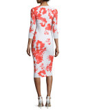 Custom Collection: Serenity 3/4-Sleeve Floral-Print Sheath Dress