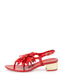 davina flower jelly low-heel thong sandal, red