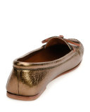 Vasbo Leather Bow Moccasin, Antique Brass