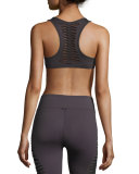 Vision Mesh-Back Sports Bra, Charcoal