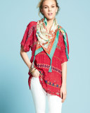 Colorful Daisy Eyelet Blouse, Fiery Red, Plus Size