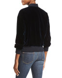 Velvet Bomber Jacket, Navy