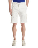 Twill Cargo Shorts, White