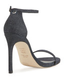 Nudistsong Denim Ankle-Wrap Sandal, Navy
