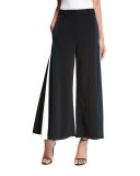 Pleated Side-Strap Culottes, Black