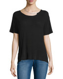 Rikke Short-Sleeve Jersey Top w/ Chain, Black