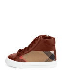 Haypark Mini Check High-Top Sneaker, Black/Tan, Toddler