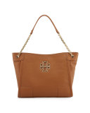 Britten Small Leather Tote Bag, Bark